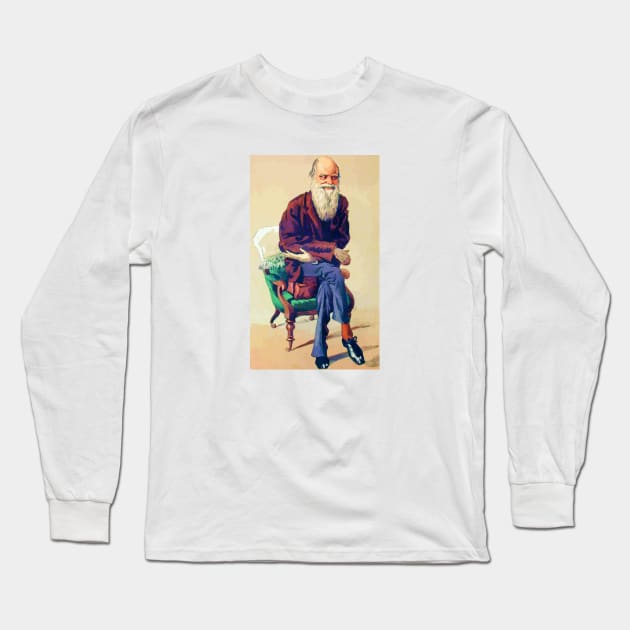 Charles Darwin vector drawing Long Sleeve T-Shirt by Redbooster